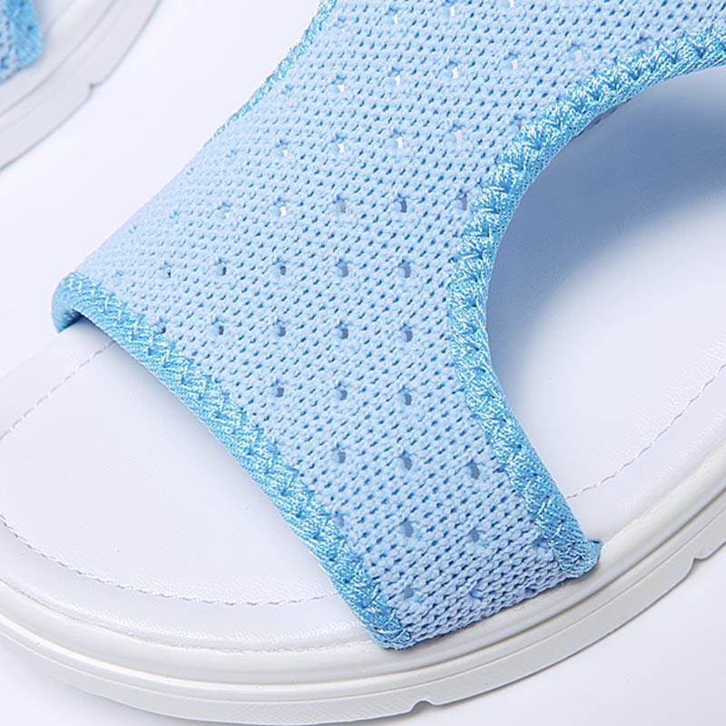 Women Summer Platform Middle Heels Mesh Cotton Fabric Student All-match Wedge Sandals