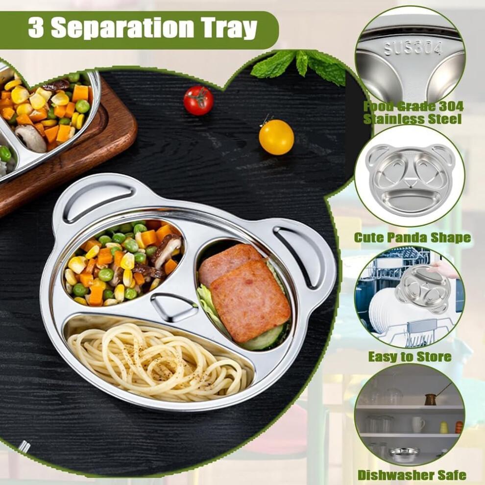 Stainless Steel Divided Plates for Adults and Kids, Picky Eaters, Dishwasher Safe, Durable Design
