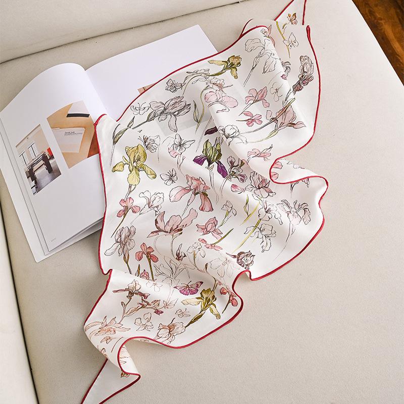 New silk twill rhombus scarf classic versatile silk scarf premium light luxury neck accessories mulberry silk scarf 48*140cm