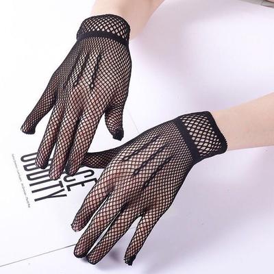 Summer Lace Gloves, Women's Mesh Sunscreen Thin Design Hollowed Out Sexy Lace Retro Elegant Dance Performance, Bride