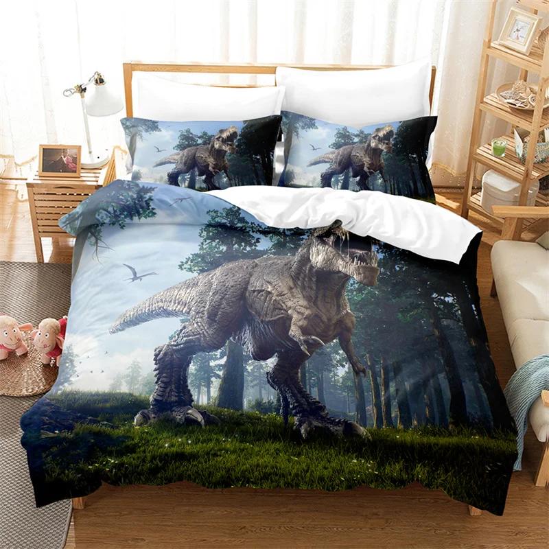 Jurassic World Park Dinosaur Bedding Set Boys Girls Twin Queen Size Duvet Cover Pillowcase Bed Kids Adult Home Textileextile