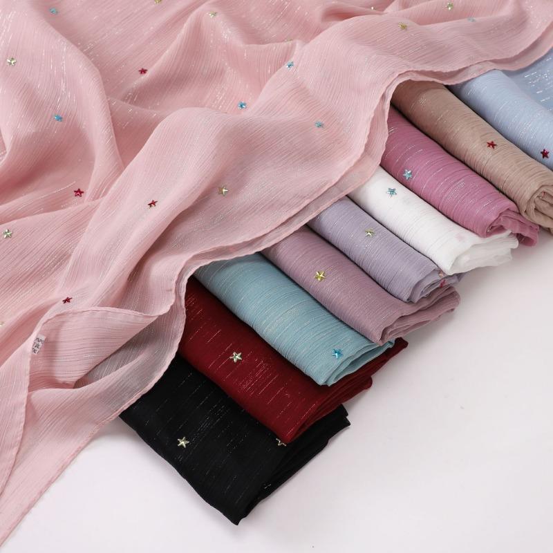 Silver Star Hot Drilling Chiffon Long Scarf Ethnic Fashion Women