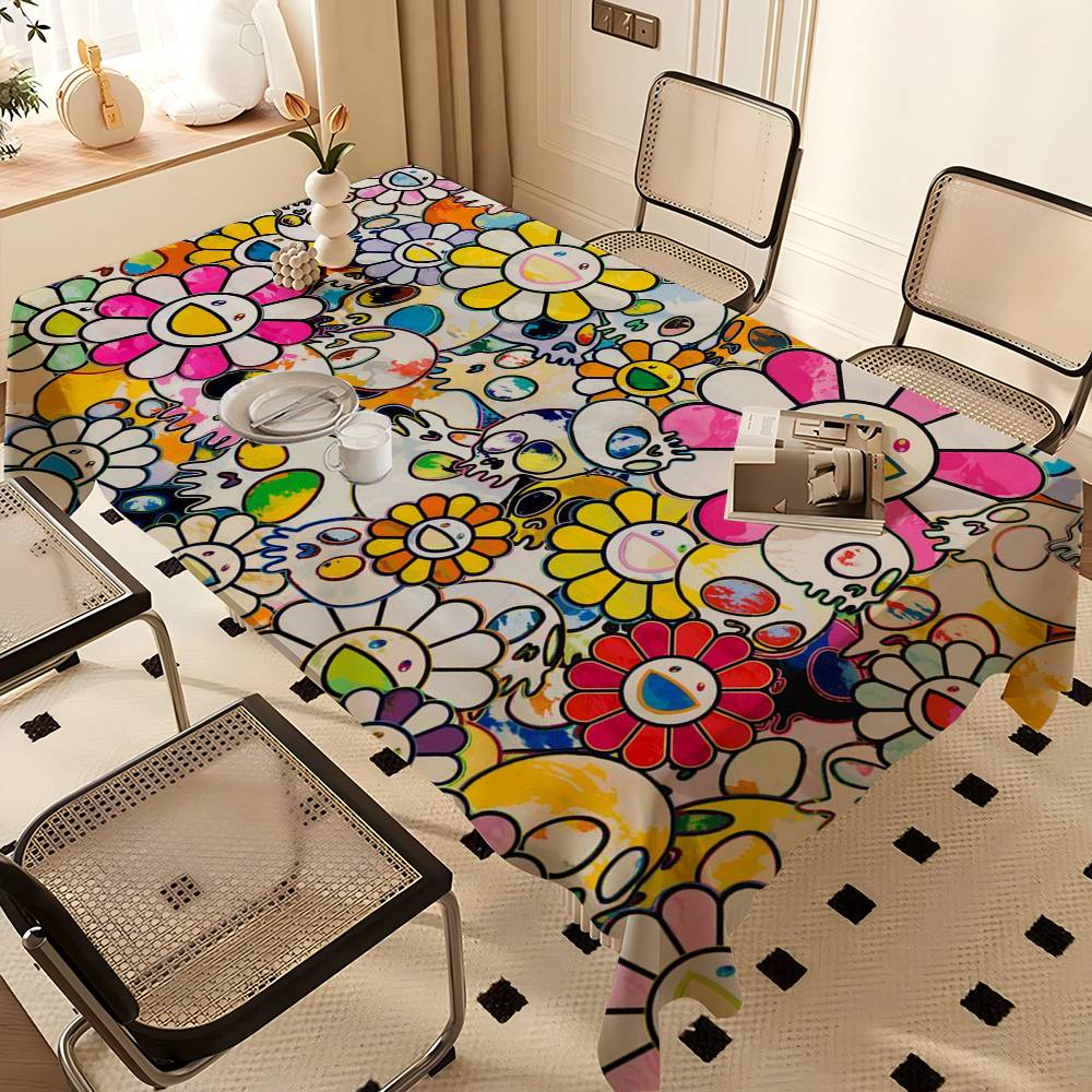 Blumen T-Takashi Kunst M-Murakami Rechteckige Tischdecken Waschbar Party Küche Esszimmer Wohnzimmer Geburtstagsdekoration Tisch