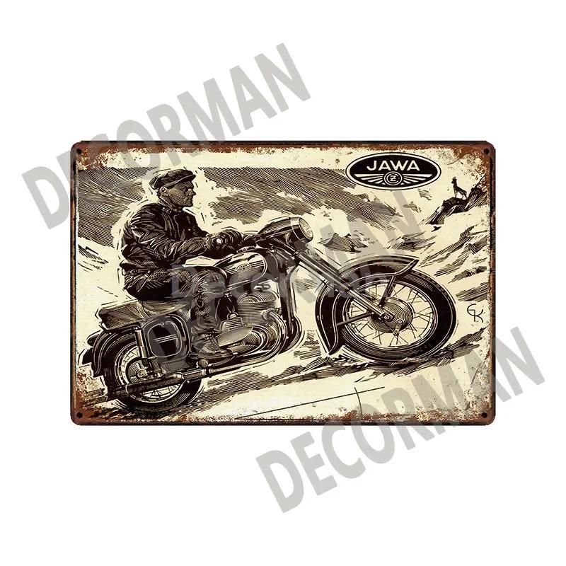 [ DecorMan]  JAWA BSA Motor Kovové Znamení Plakáty Vintage Malba Vlastní Klubová Dekorace LTA-1704 vintage dekor