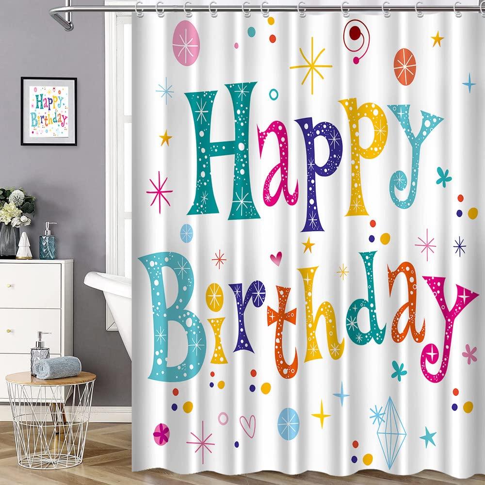 Set Tende da Doccia per Festa di Compleanno, Mostriciattoli La Celebrazione Coni Pioggia e Palloncini, Decorazioni Bagno in Poliestere Tende da Bagno
