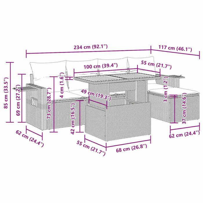 VidaXL Salon de jardin 6 pcs avec coussins noir résine tressée 3327135