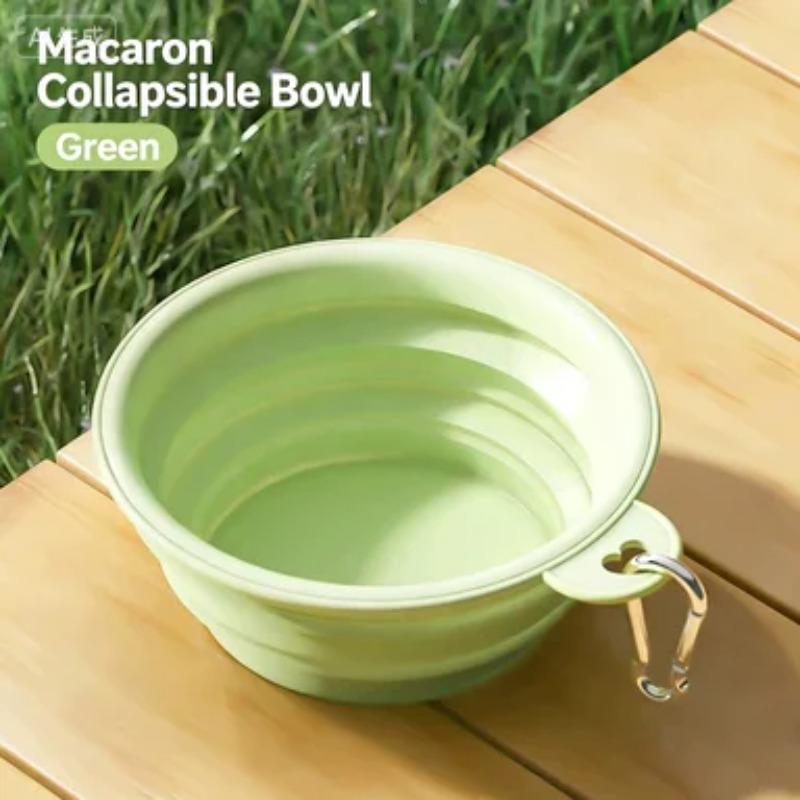 Portable Pet Folding Bowl with Carabiner Food Grade Silicone for Dogs Cats Outdoor Travel Walking Feeding Water Drinking Bowl