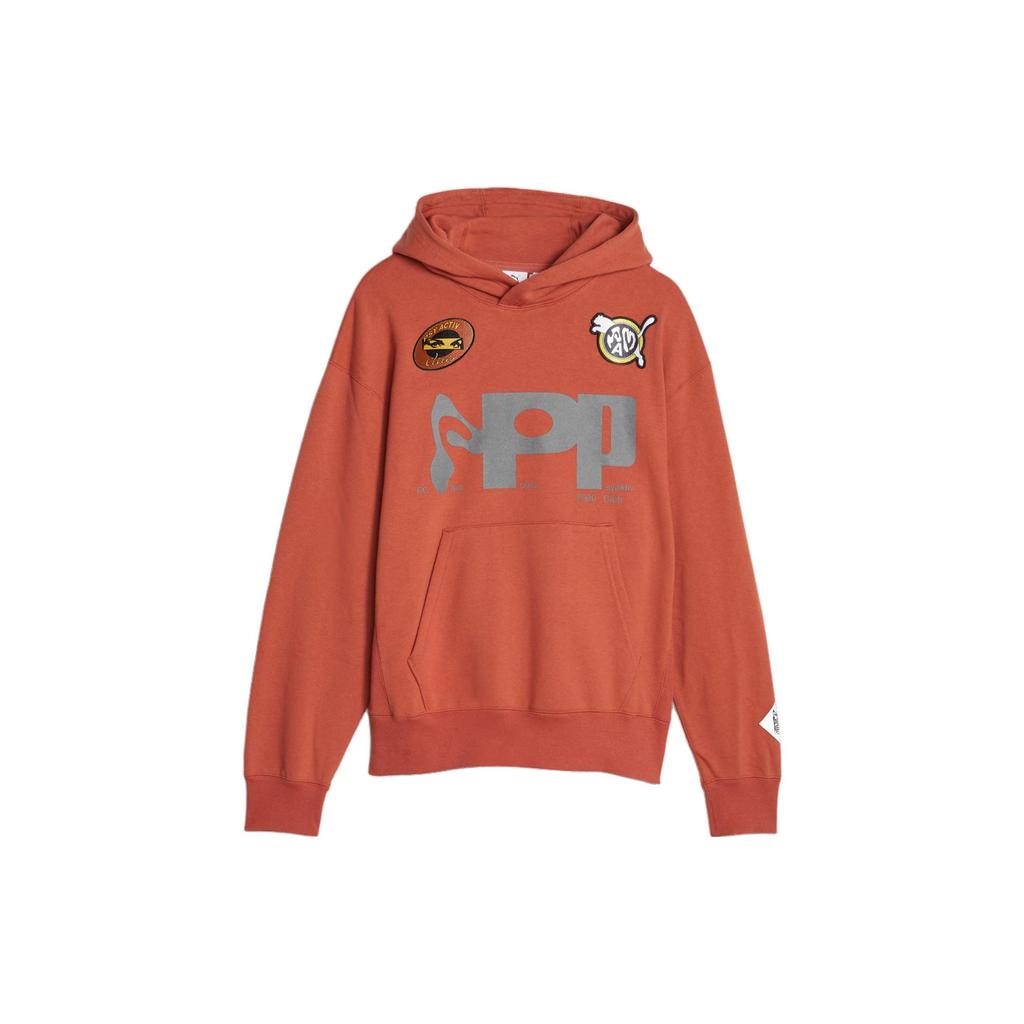 Puma X Perks And Mini Graphic Hoodie With Cartoon Letter Print Women Tops Apple-Red 622677-41