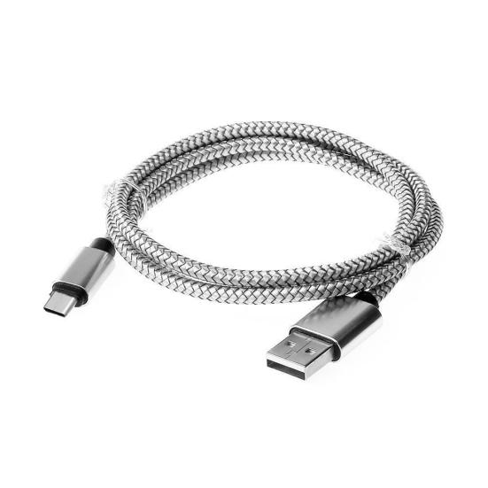 

1/2/3m Nylon Braided Charger Type C Fast Data Cable for Samsung Galaxy S8 1 Meter серебряный