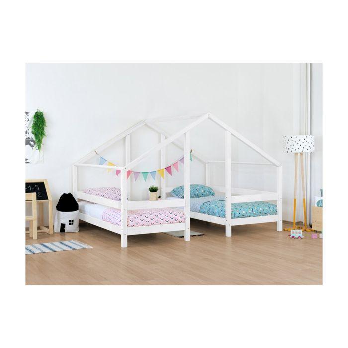 Lit cabane VILLY 2 places 90 x 180 blanc