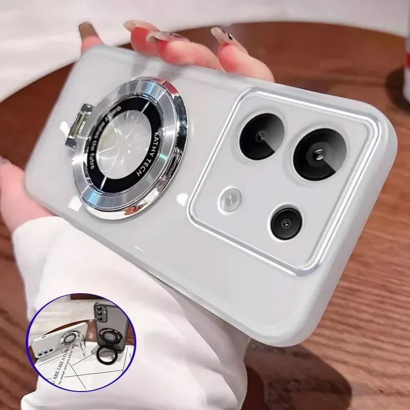 G 15 75 5G Gjennomsiktig Linsefilm Etui for Motorola Moto G15 G75 G85 G35 G45 G53 G84 Magnetisk Støtteholder Silikon Telefondeksel