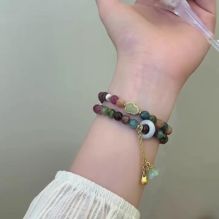 100% Natural Tourmaline Stone & Jade 14K Gold Filled Female Charm Bracelet  For Women Christmas Gifts Cheap