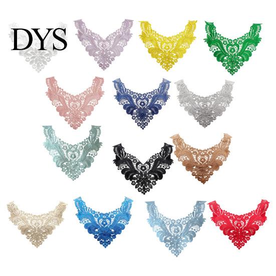 Fashion Neckline Enhancement Floral Lace Collar Insert, Embroidery V-neck Applique, Elegant Sew on Applique Hollow Petal Design, Polyester Decorative