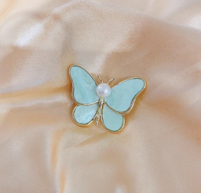 Fashionable Butterfly Shell Pearl Brooch, Anti-exposure Pin for Women, Metal Button To Fix Clothes, Wedding Party Gift