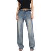 Jinyujie Women's Retro High-Waist Wide-Leg Jeans