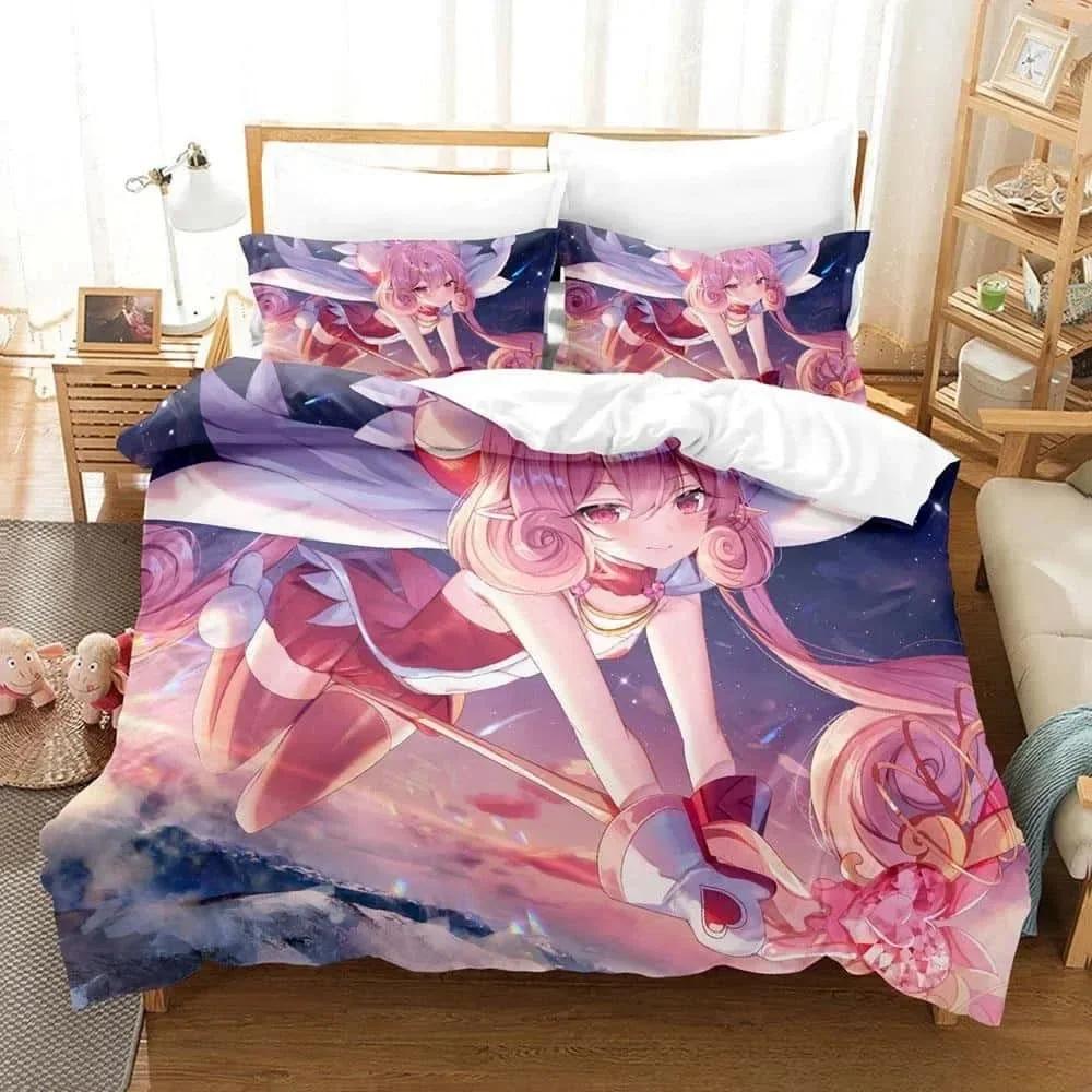 3D Print Anime Pink Girls Neneka Printed Bed Set Duvet Cover Pillowcase Bedding Set Linen Sheet Quilt Cover Full Queen King Size