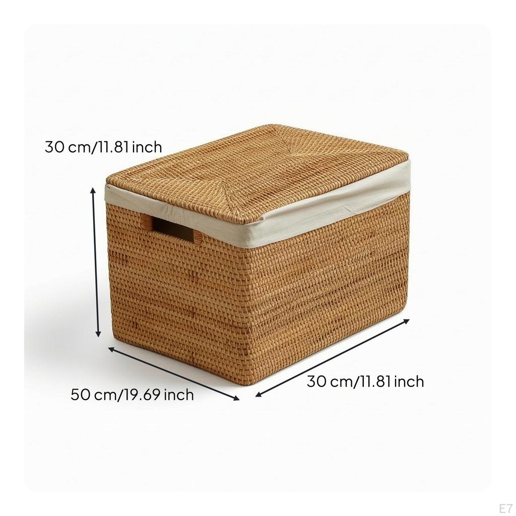 Cesta de Armazenamento de Rattan com Tampa Recipiente com Tampa Tecido à Mão