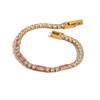 Adjustable Pink Rhinestone Bracelet Tarnish-free Personality Stacking Wrist Chain High-end Aesthetic Stainless Steel