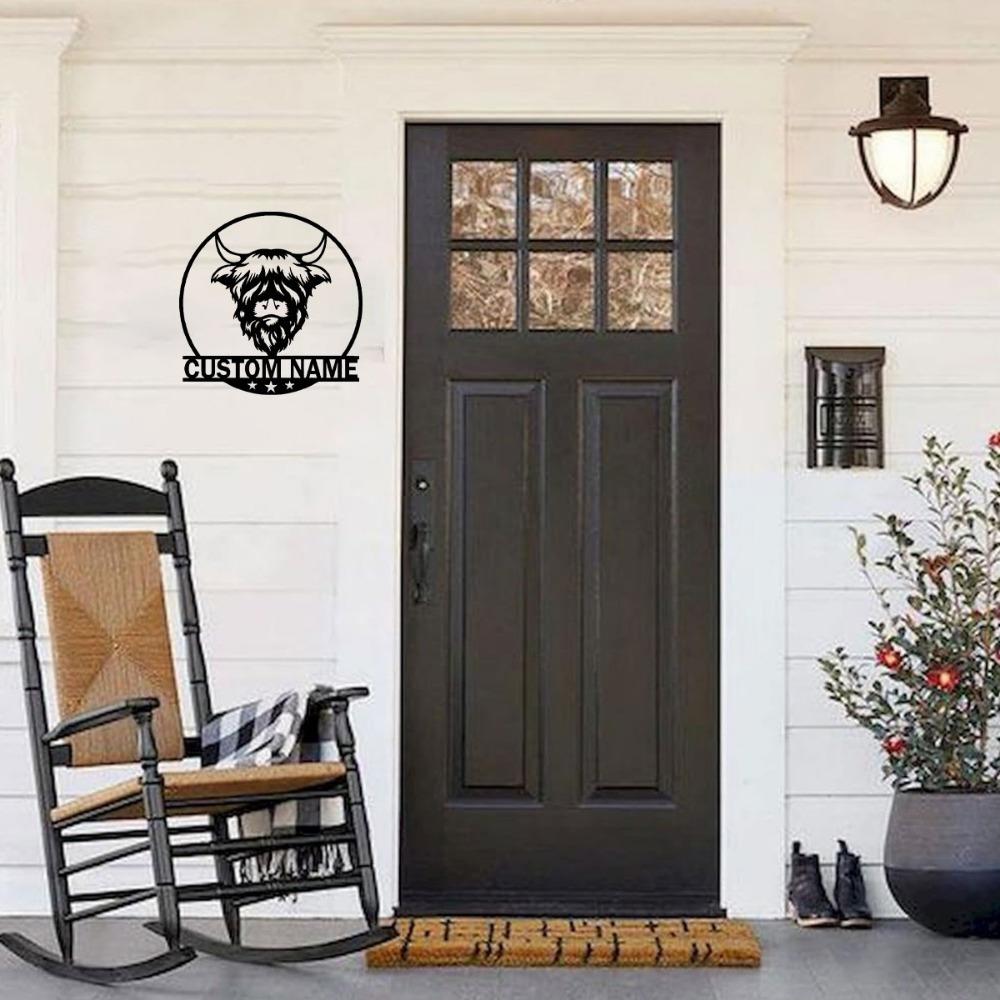 Metal Cow Wall Art Personalized Nameplate Farmhouse Decor Black