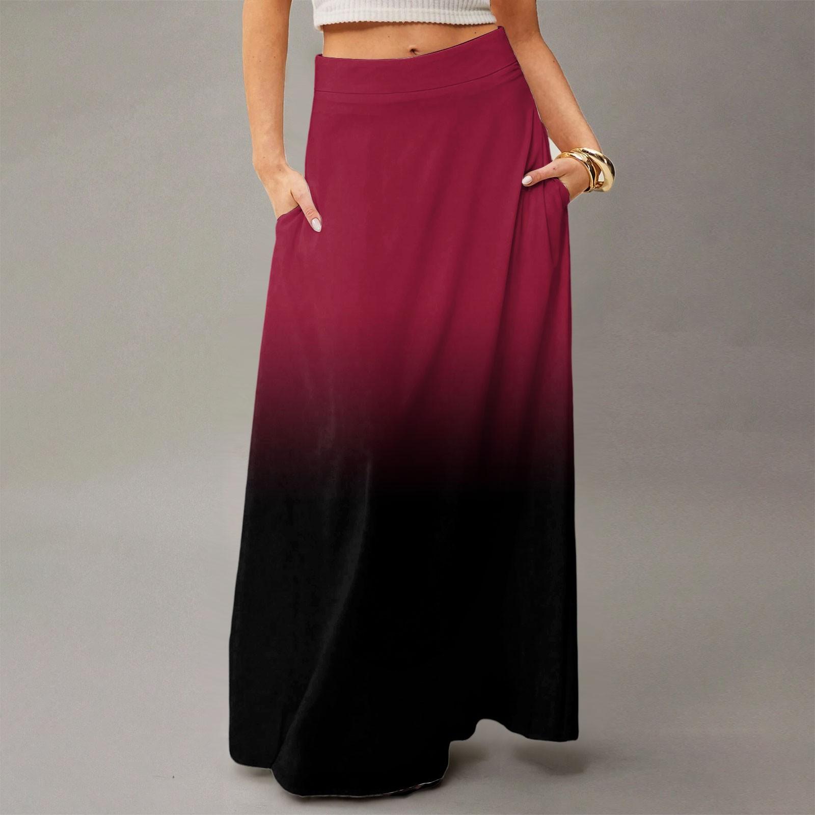 

Женская повседневная складная юбка макси с градиентным принтом, высокой талией, карманом, драпировкой, свободного кроя M чёрный