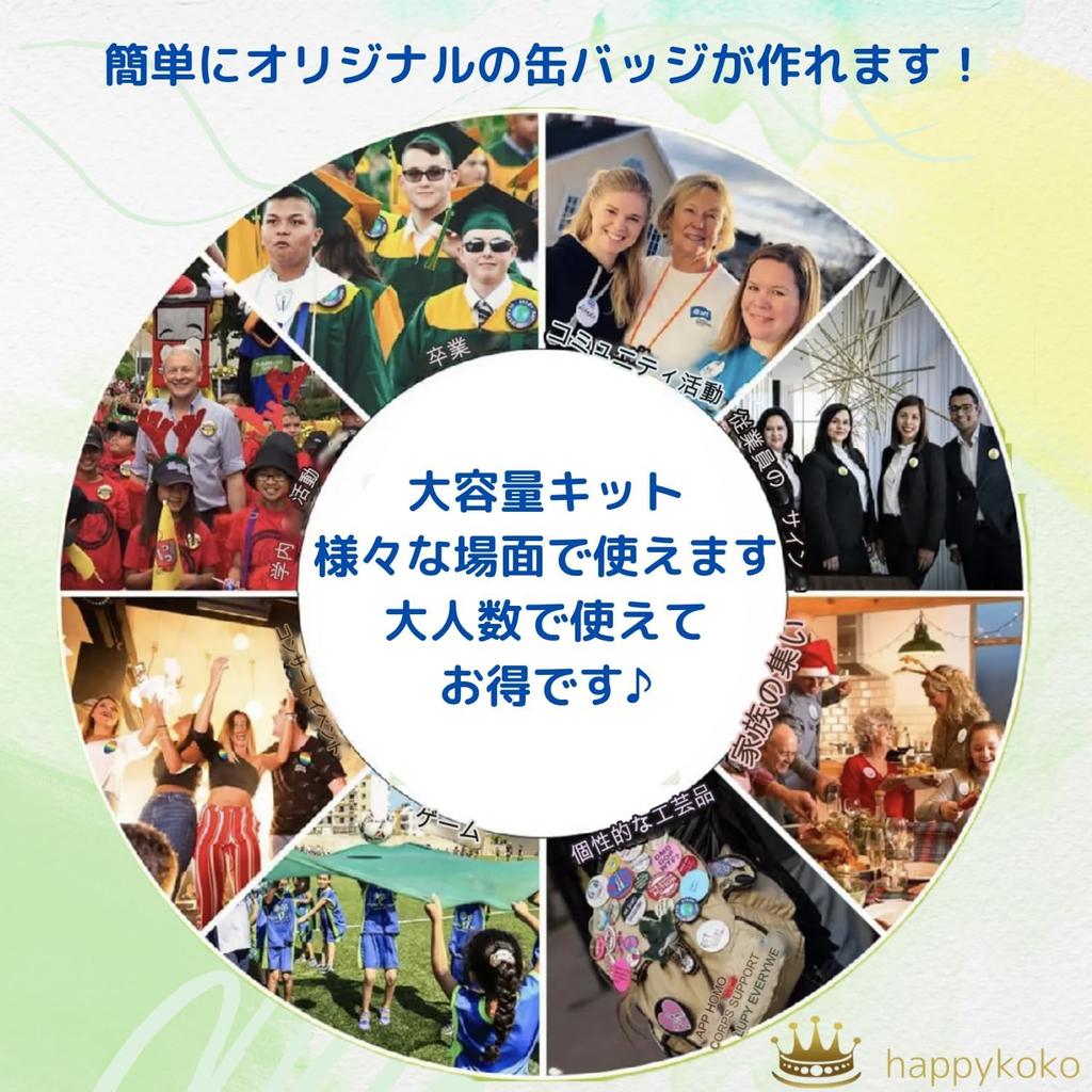 happykoko Tin Badge Material Set, 100-Piece Kit for Badge Makers and Machines, Tinplate, Spring Pin Type (75mm)