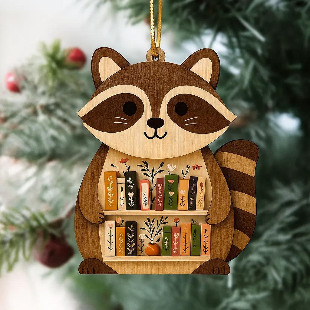 1 PC Animal Bookshelf Ornament Wooden Hanging Item, Holiday Gift