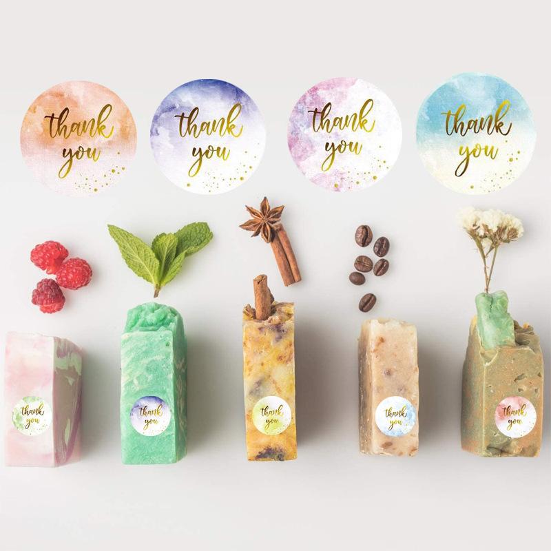 50-500pcs Holiday Wedding Decoration Stickers Thank You Flower Stickers 1inch Round Self-Adhesive Seal Labels