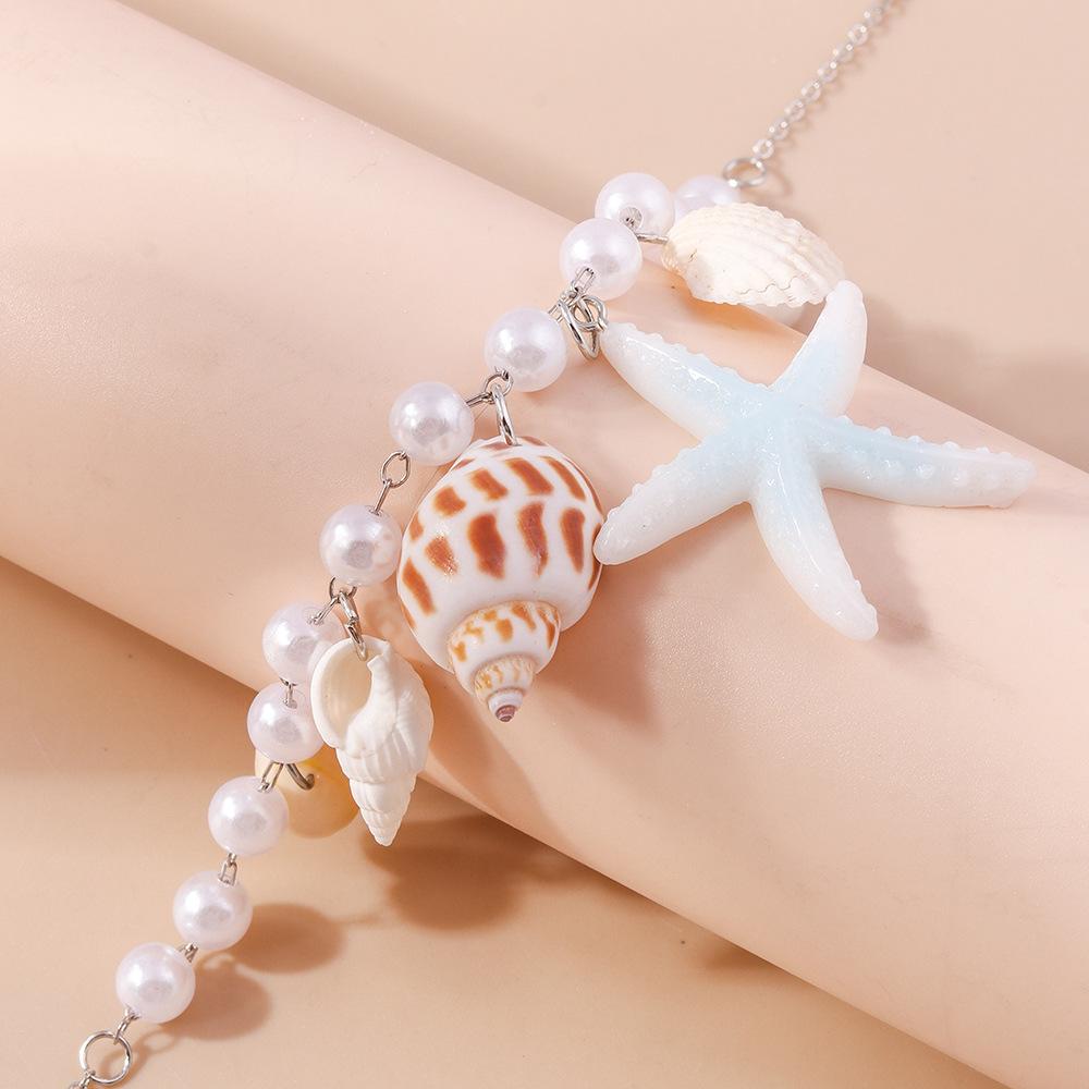 European and American Jewelry Pearl Conch Starfish Necklace Fresh and Simple Beach Collarbone Chain Jewelry