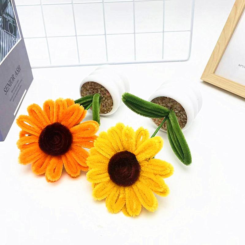 Plush Twisted Rod Sunflower Potted Desktop And Office Decoration Ornament