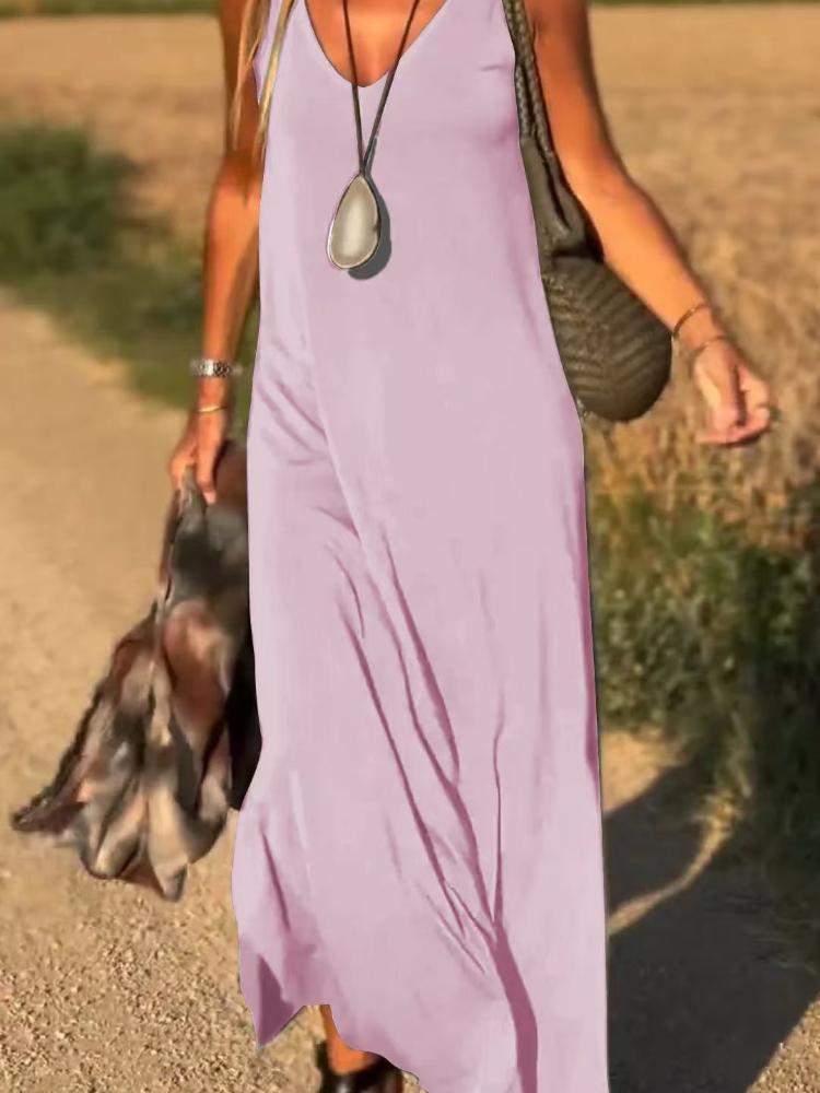 Letní dámské trendy šaty na ramínka s výstřihem do V