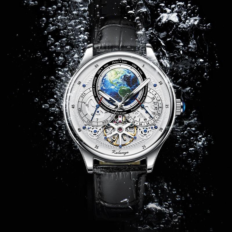 Ceas Mecanic de Marcă de Top Ceas Mecanic Automatic Scheleton Rezistent la Apă Casual Piele Naturală Ceas pentru Bărbați