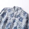 Men's Yarn-Dyed Pure Cotton Gauze Mid-Length Tie-Up Robe with Three-Quarter Sleeves – Spring to Autumn Wear
