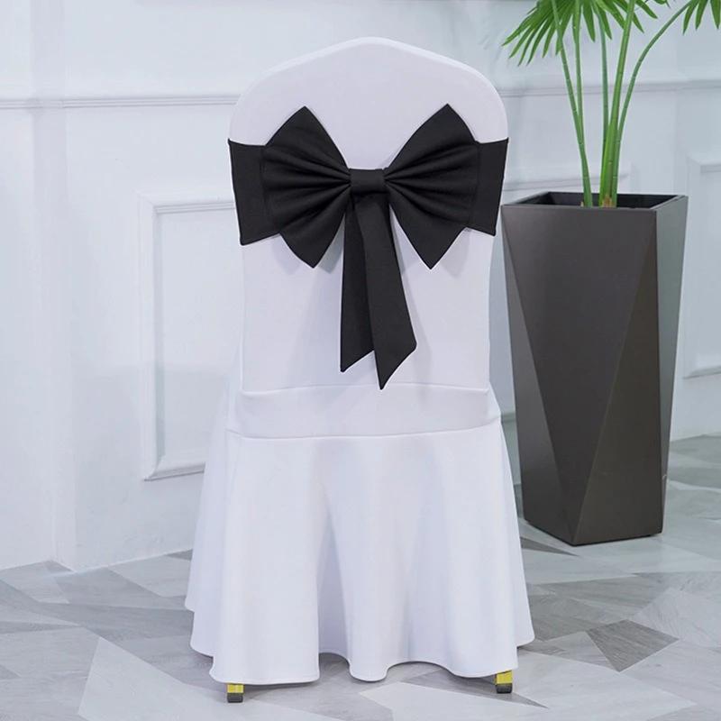 10PCS Thicken Spandex Chair Cover Band Ribbons Chair Tie Backs for Party Banquet Decor Wedding Decoration Knot Chair Bow Sashes