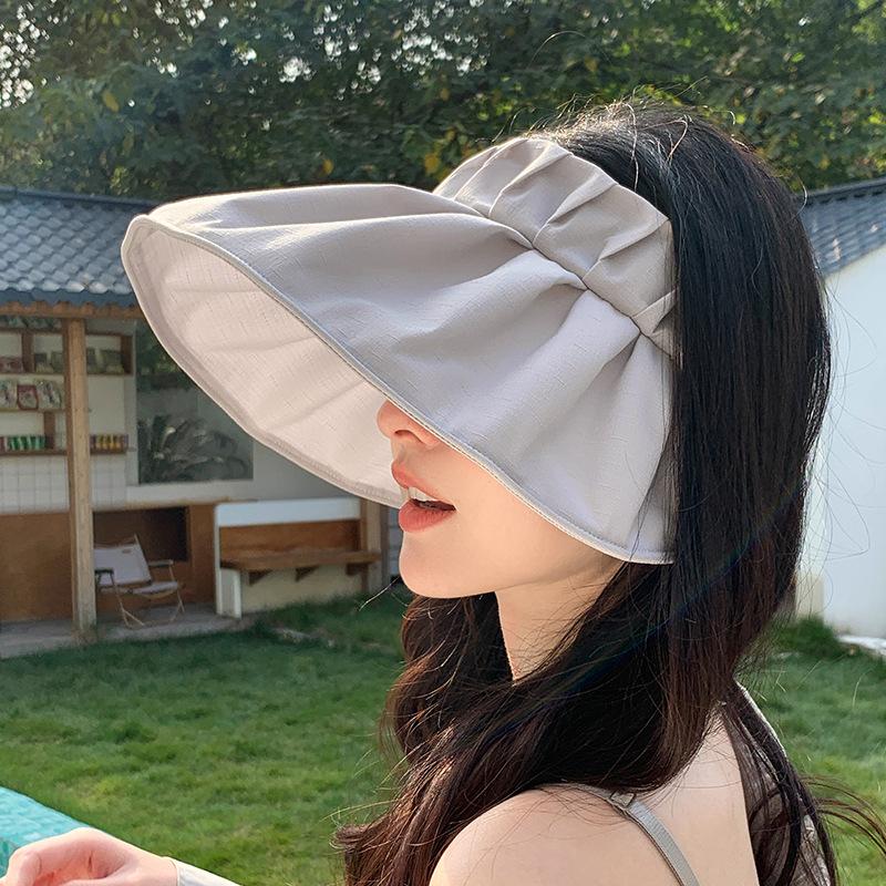 Folded empty top shell hat women's summer versatile large brim foldable sunscreen hat outdoor cycling beach hat