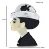 Blucome Acrylic Film Actor Lady Brooches For Women Beauty Elegant Hepburn Girl Figure Party Office Brooch Pin Gifts