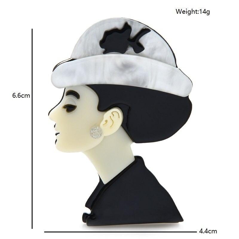 Blucome Acrylic Film Actor Lady Brooches For Women Beauty Elegant Hepburn Girl Figure Party Office Brooch Pin Gifts