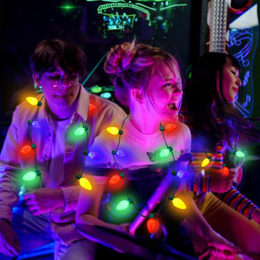 LED-Licht 9 Licht Glow Halskette Bunte Scheinwerfer Blase Licht Glow Halskette Flash Birne Halskette Hallowee Weihnachten Dekoration