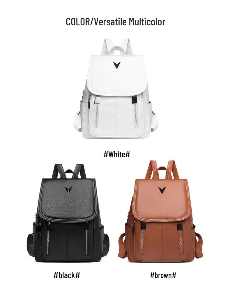 PU Leather Large Capacity Texture Backpack for Women – Casual & Stylish Ladies' Backpack