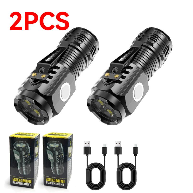 Ultra Powerful Handheld Flashlight 3 LED Mini Tactical Flashlight Rechargeable High Power LED Torch Metal Pen Clip Hand Lamp