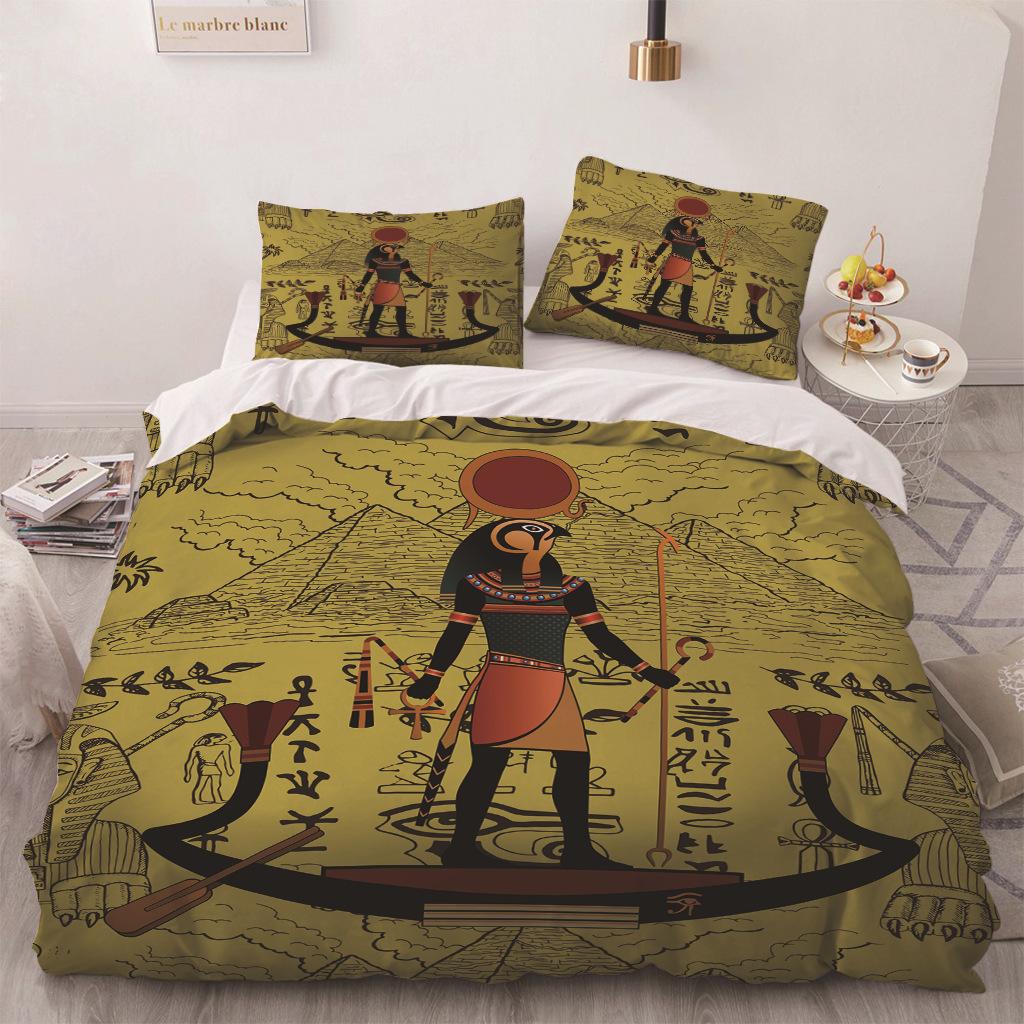 Africa Egypt King Queen Duvet Cover Egyptian Pharaoh Bedding Set For Teens Adults Ancient Frescoes 2/3pcs Polyester Quilt Cover