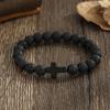 Prayer Men Natural Stone Wood Beads Rosary Hematite Cross Bracelets Onyx Meditation Bracelet Women Yoga Jewelry Homme Pulsera
