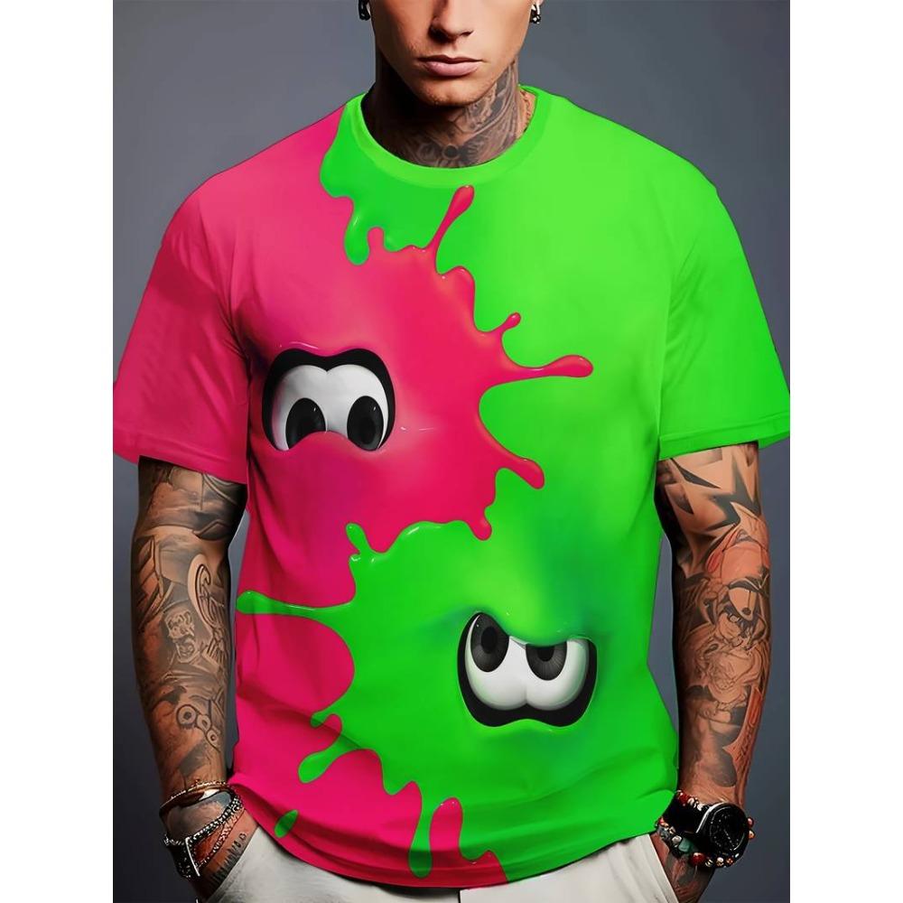 3D Digital Printing Men's T-shirt, Casual Round-neck Short-sleeved