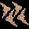 Unpainted Wood Carved Corner Decal Onlay Applique Frame Furniture Decor 4pcs