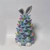 Easter Decoration White Pottery Rabbit Figurines Led Glowing Animal Ornament Rabbit Tree Crafts for Easter Party Decor