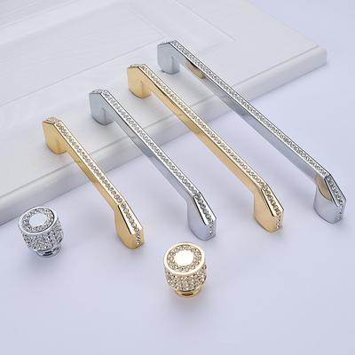 Gold Diamond Crystal Handle Furniture Knobs Kitchen Cabinet Wardrobes Door For Dresser Pulls Drawer Silver Handles