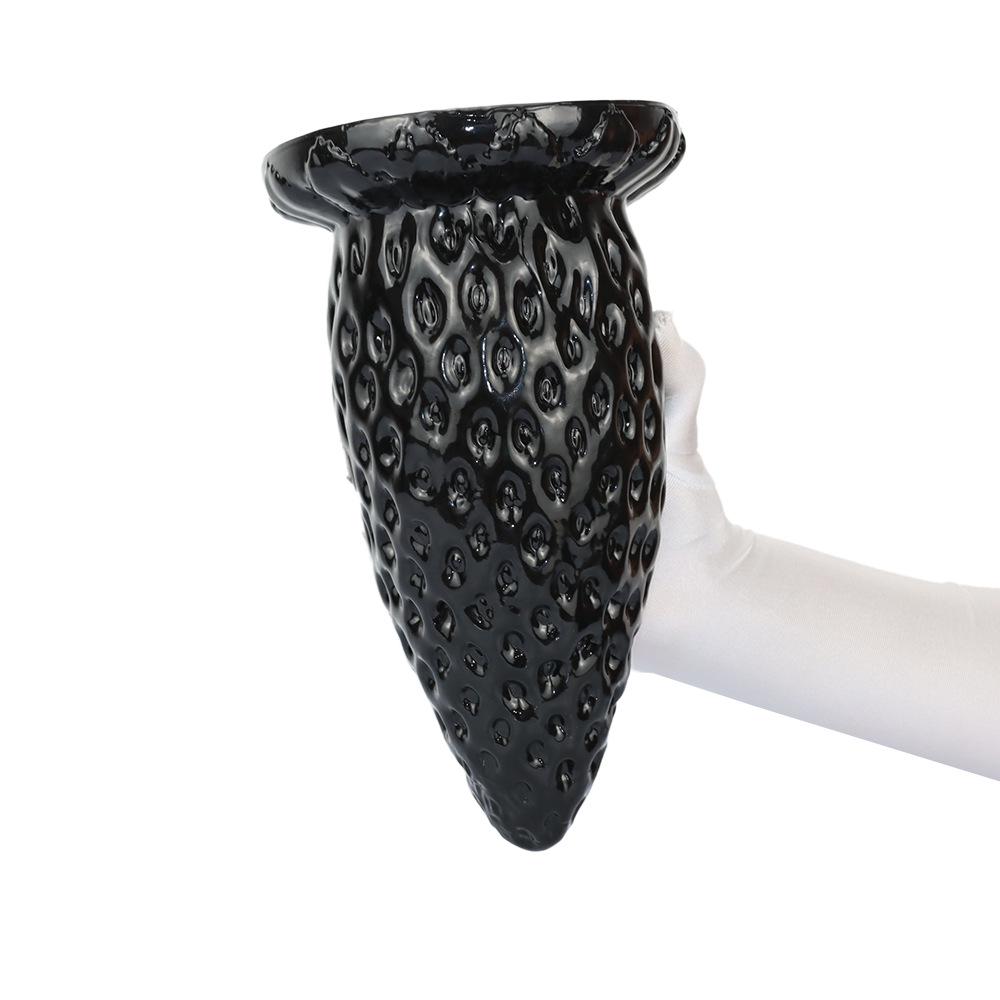 Black 11cm Extra-Large Strawberry Anal Plug, Extra-Thick Male Toy