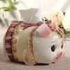 Tissue Box Ceramic Cartoon Animal Shape European Pastoral High-end Handicrafts for Home Use Suitable for Coffee Table Decoration