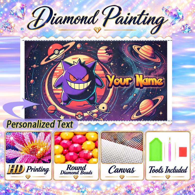 Personalized Gengar Diamond Art Custom Name 5D Diamond Painting Full Drill DIY Craft