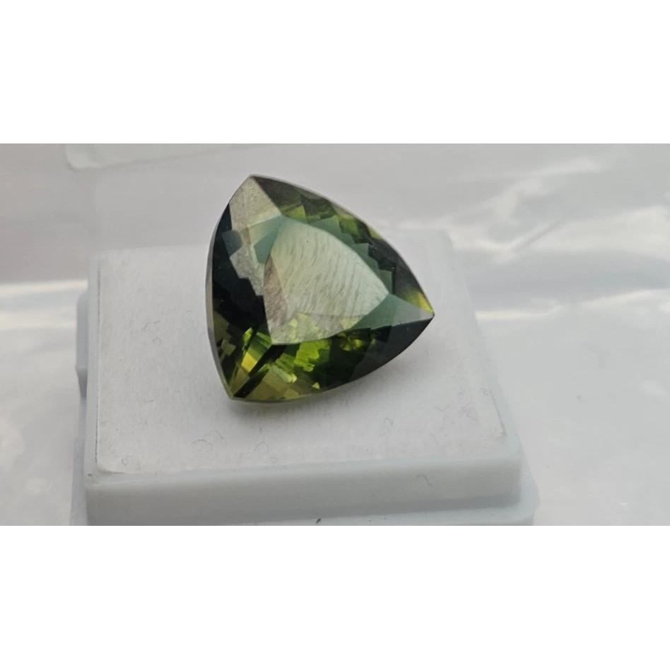 Fabulous Natural Green Moldavite 11-12 Ct Trillion Cut Certified Loose Gemstone
