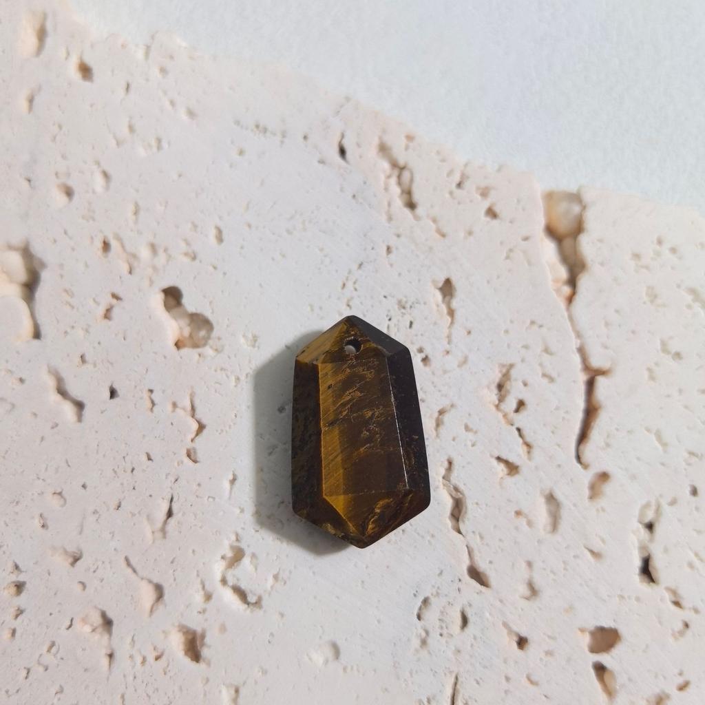 1pc Faceted Hexagon Natural Stone Pendant Rose Quartz Amethyst Tiger Eye Stone Charms for DIY Jewelry Accessories